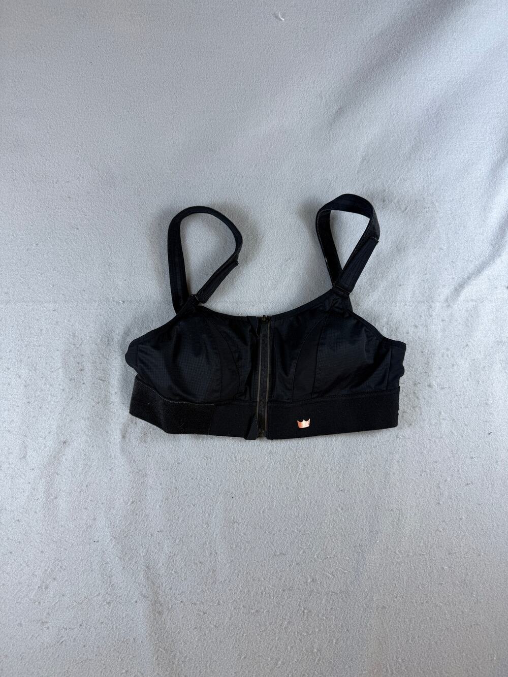 Shefit Ultimate Sports Bra M Black Zip Up Stretch Moisture Wick Active Training